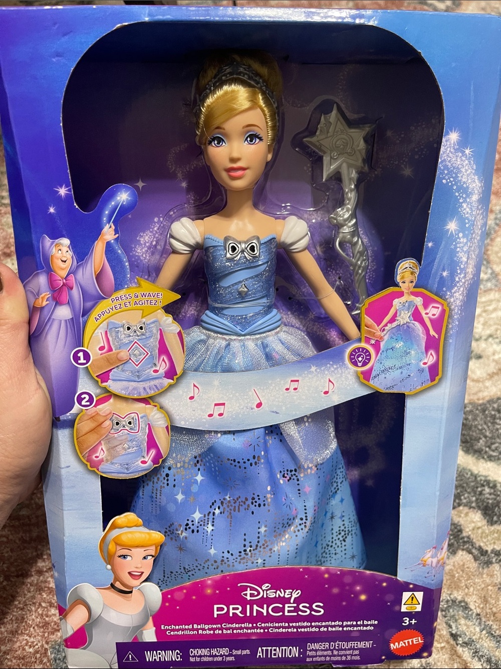 Mattel Cinderella Doll in Shimmery Blue Light-Up Gown